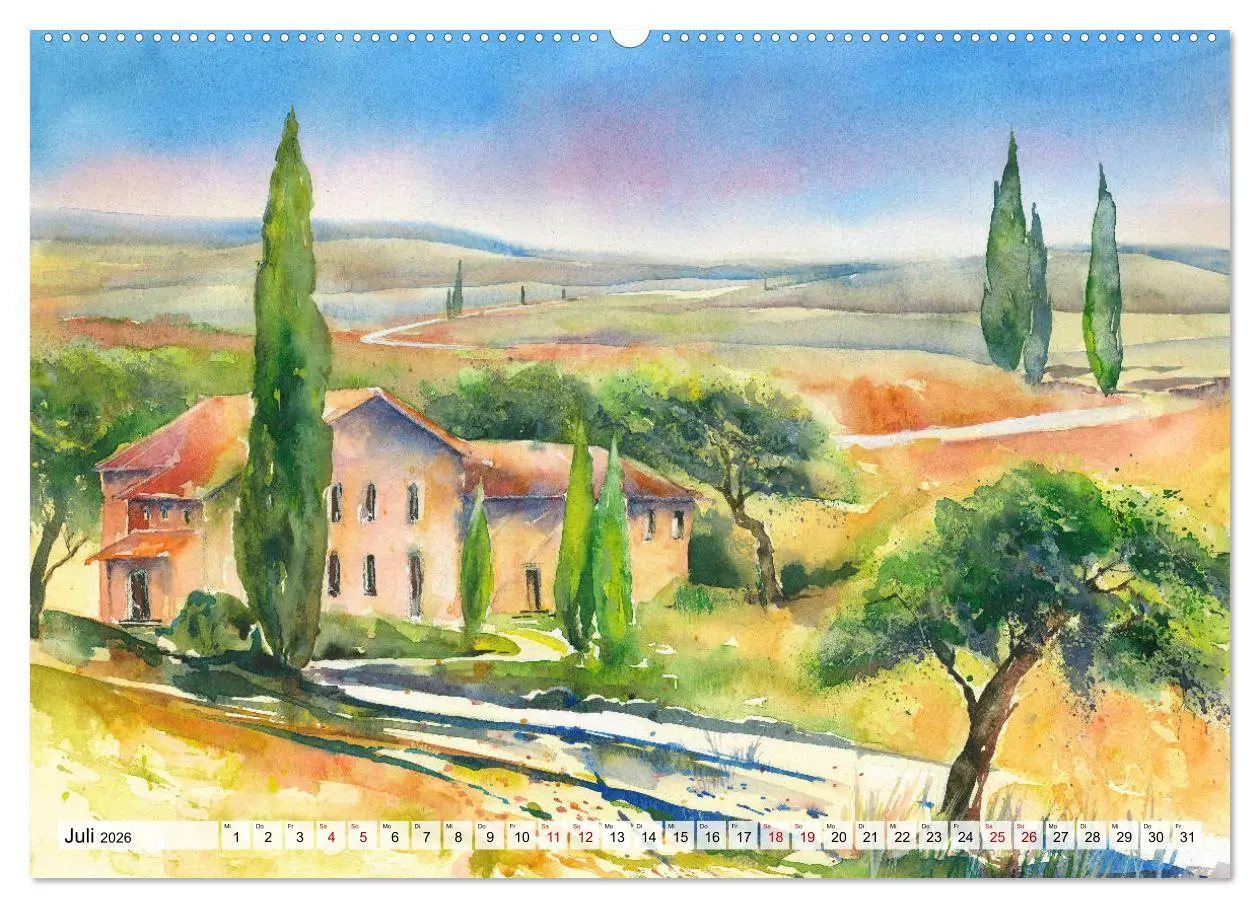 Bild: 9783457887585 | Frankreich Aquarelle (Wandkalender 2026 DIN A2 quer), CALVENDO...