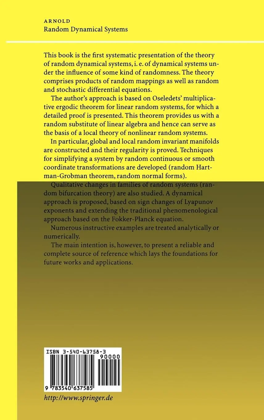 Rückseite: 9783540637585 | Random Dynamical Systems | Ludwig Arnold | Buch | xv | Englisch | 1998