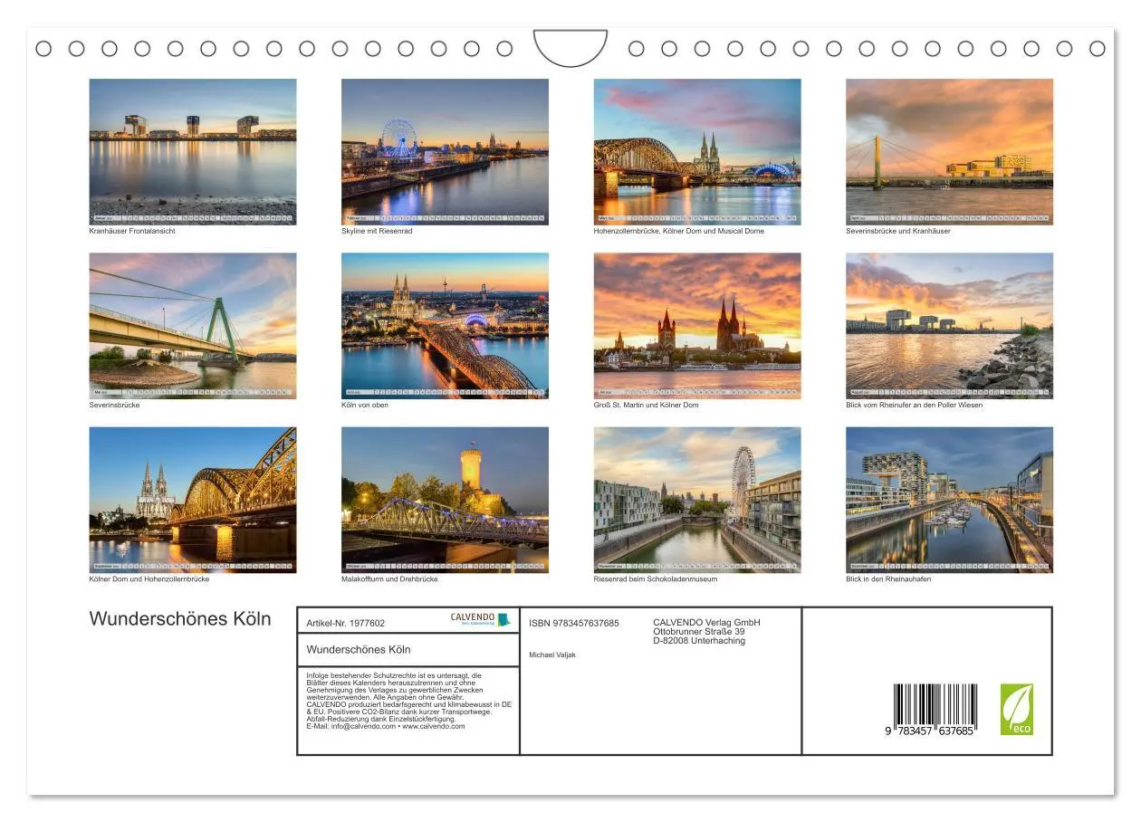 Bild: 9783457637685 | Wunderschönes Köln (Wandkalender 2026 DIN A4 quer), CALVENDO...