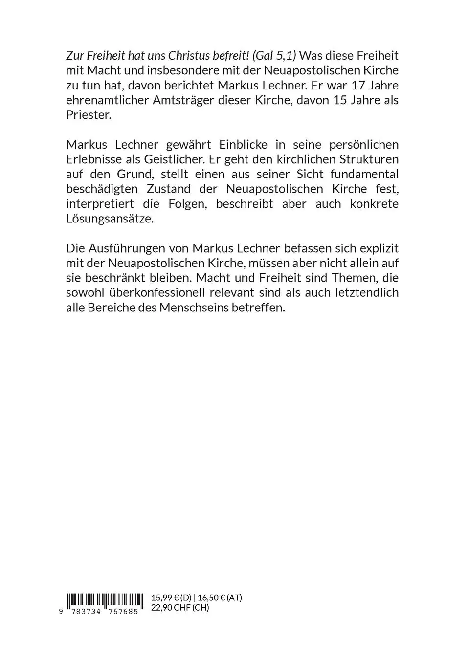 Rückseite: 9783734767685 | Macht und Freiheit | Markus Lechner | Taschenbuch | 242 S. | Deutsch