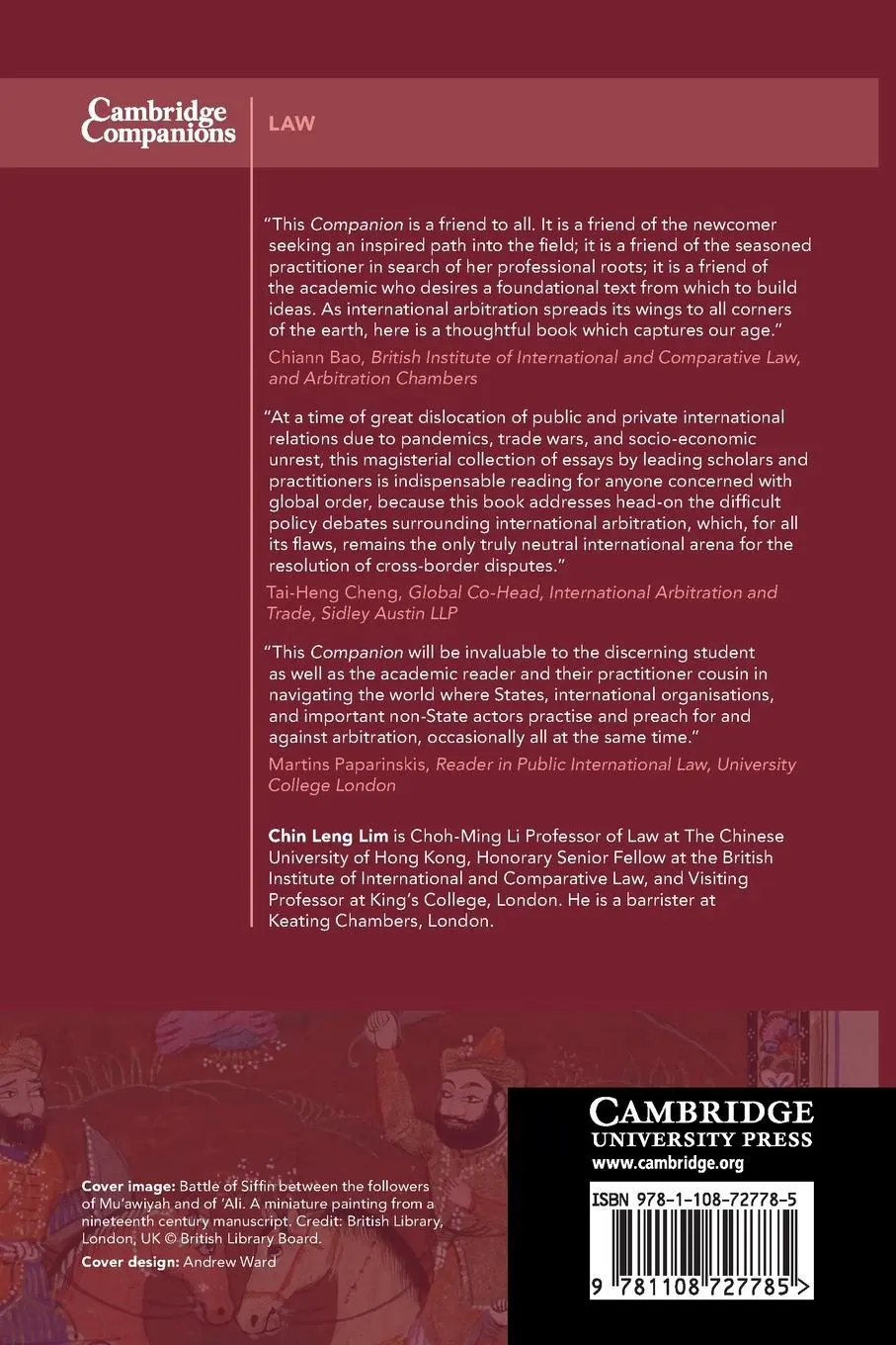 Rückseite: 9781108727785 | The Cambridge Companion to International Arbitration | C. L. Lim