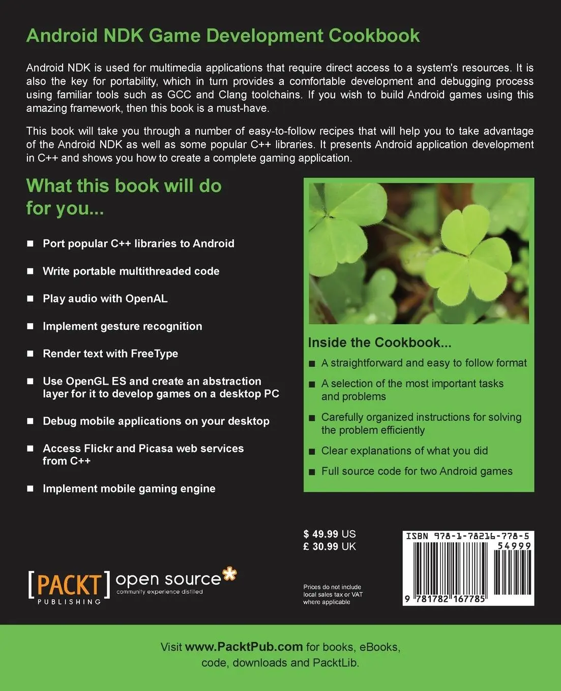 Rückseite: 9781782167785 | Android Ndk Game Development Cookbook | Sergey Kosarevsky (u. a.)