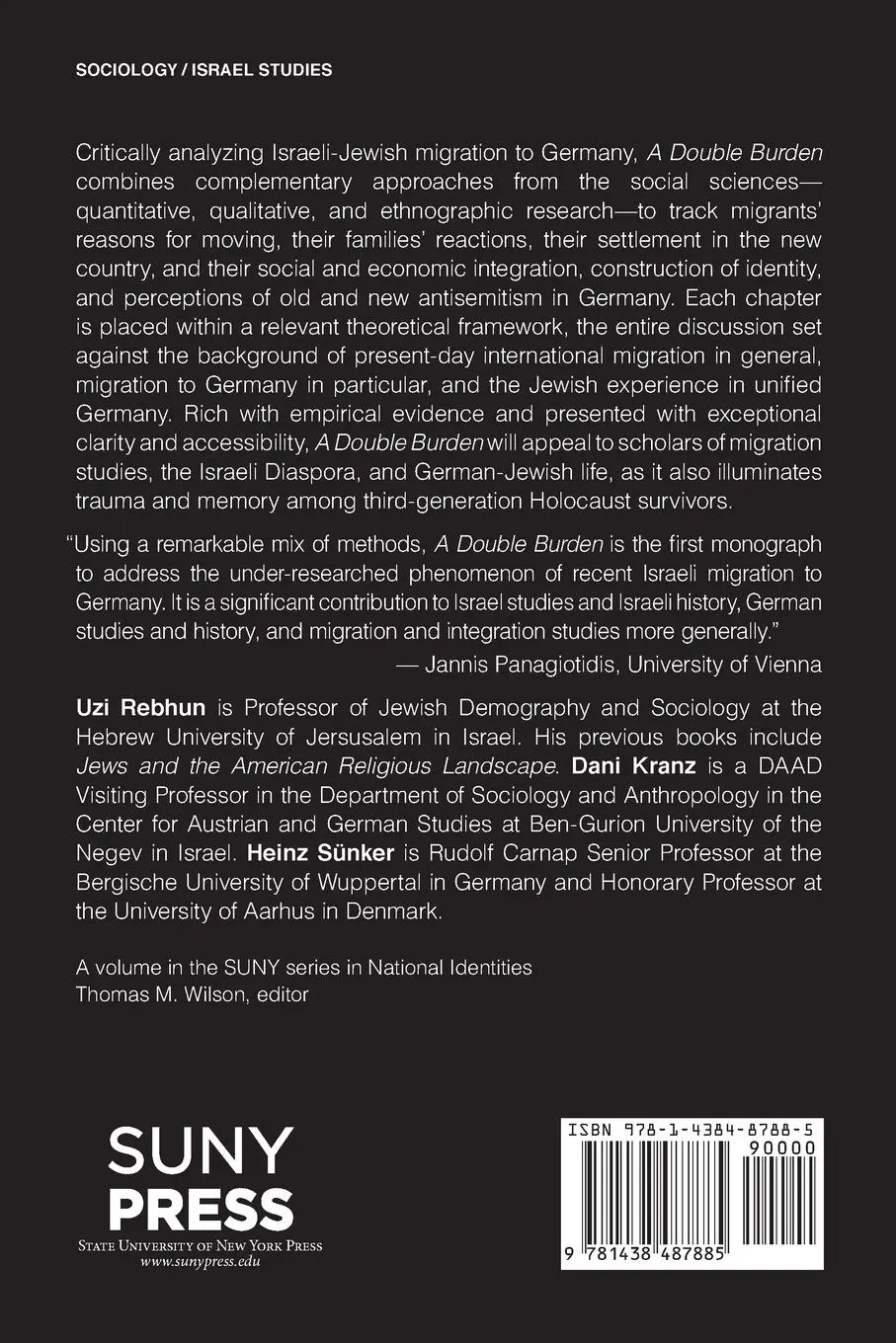 Rückseite: 9781438487885 | A Double Burden | Israeli Jews in Contemporary Germany | Taschenbuch