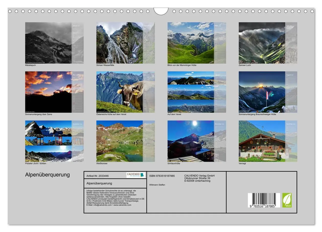 Bild: 9783516187885 | Alpenüberquerung (Wandkalender 2026 DIN A3 quer), CALVENDO...