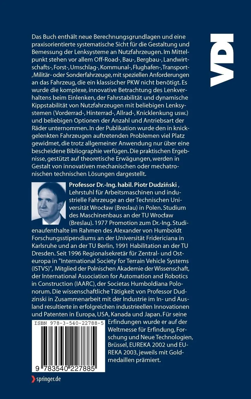 Rückseite: 9783540227885 | Lenksysteme für Nutzfahrzeuge | Piotr Dudzinski | Buch | xxii | 2004