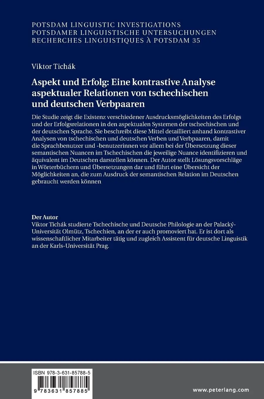 Rückseite: 9783631857885 | Aspekt und Erfolg: Eine kontrastive Analyse aspektualer Relationen...