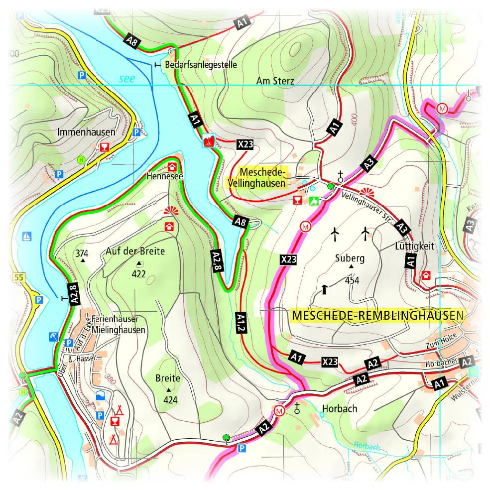 Bild: 9783747307885 | Publicpress Wanderkarte Rund um den Hennesee, Meschede, Bestwig...
