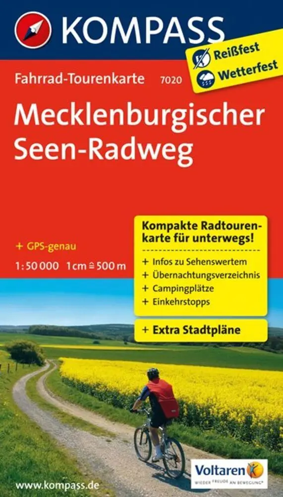 Cover: 9783850267885 | KOMPASS Fahrrad-Tourenkarte Mecklenburgischer Seen-Radweg 1:50.000