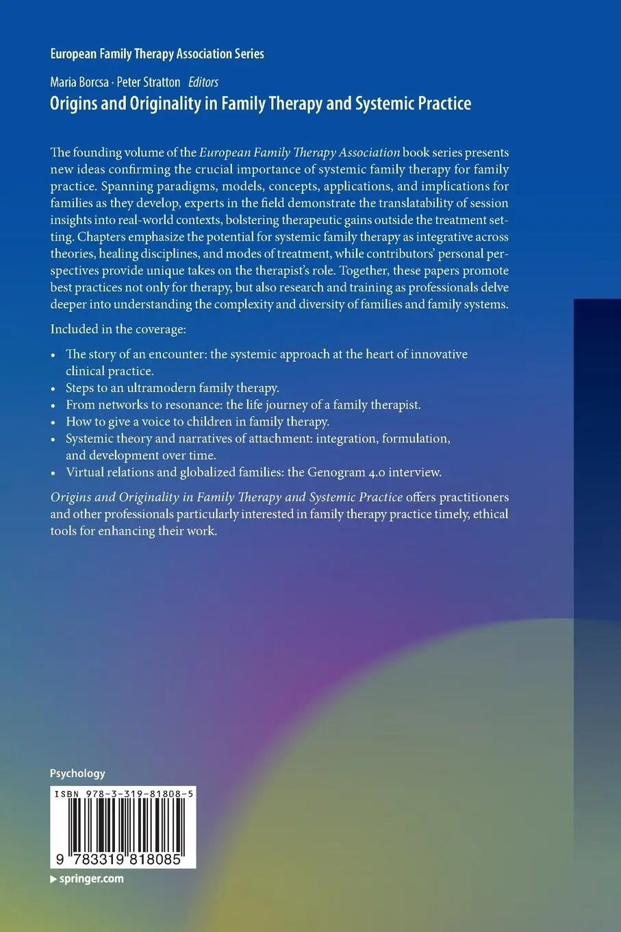 Rückseite: 9783319818085 | Origins and Originality in Family Therapy and Systemic Practice | Buch