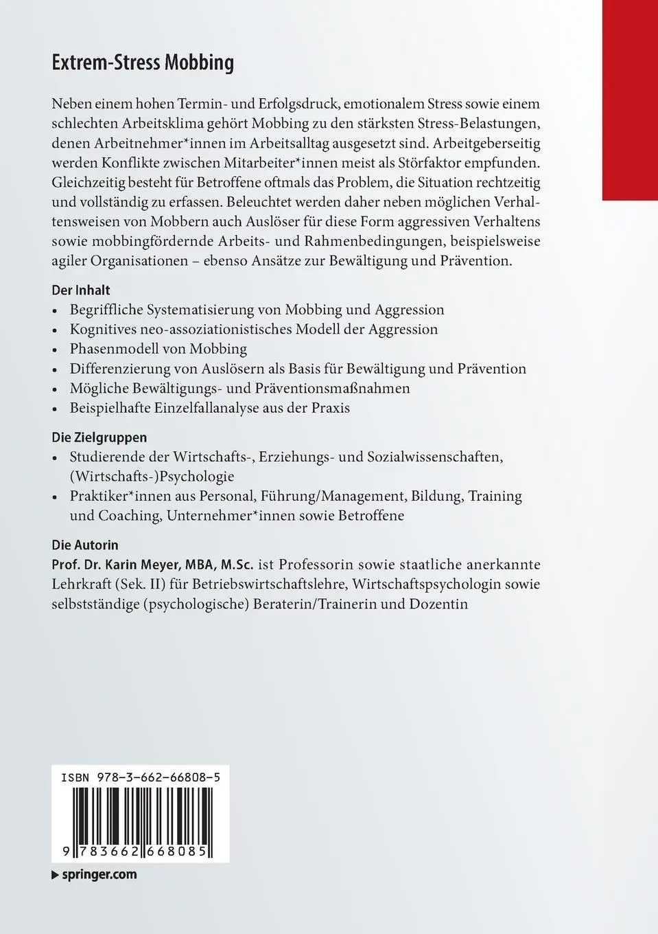 Rückseite: 9783662668085 | Extrem-Stress Mobbing | Karin Meyer | Taschenbuch | ix | Deutsch