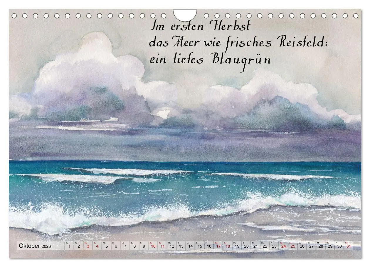 Bild: 9783457658185 | Aquarelle und Haiku von Basho (Wandkalender 2026 DIN A4 quer),...