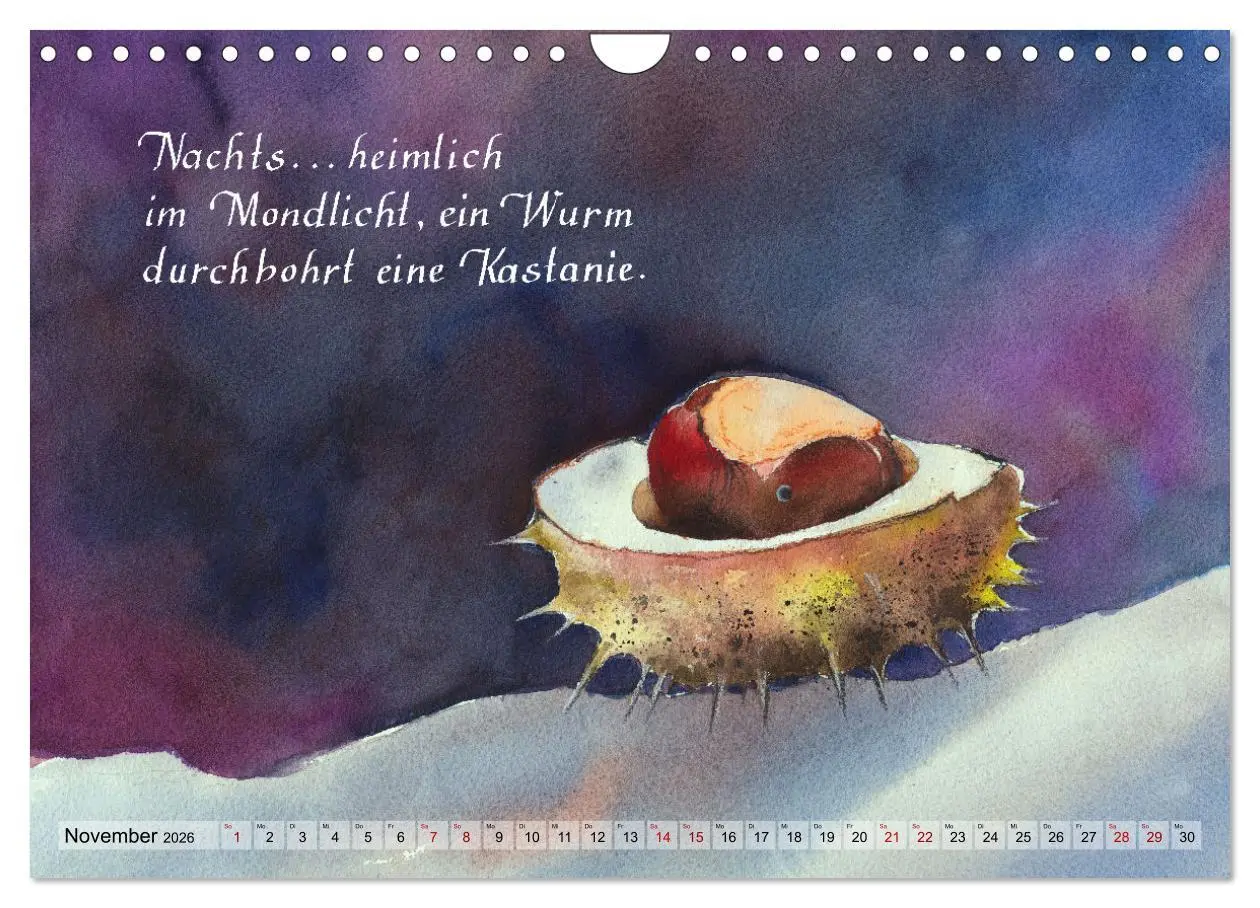 Bild: 9783457658185 | Aquarelle und Haiku von Basho (Wandkalender 2026 DIN A4 quer),...
