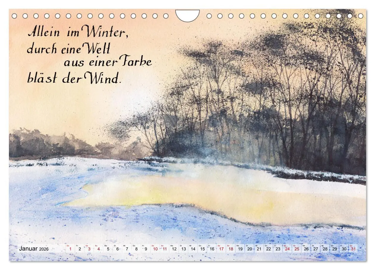Bild: 9783457658185 | Aquarelle und Haiku von Basho (Wandkalender 2026 DIN A4 quer),...