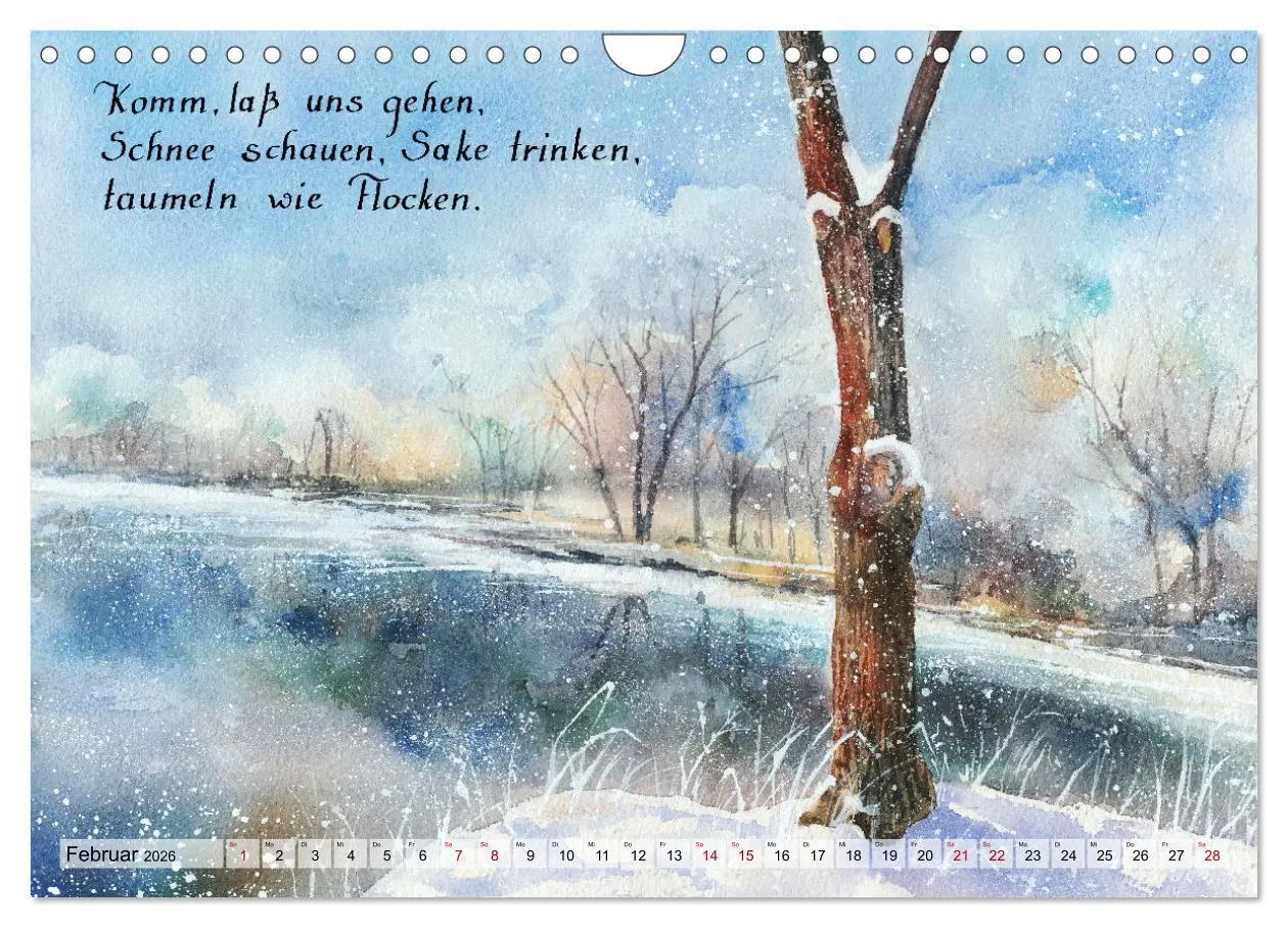 Bild: 9783457658185 | Aquarelle und Haiku von Basho (Wandkalender 2026 DIN A4 quer),...