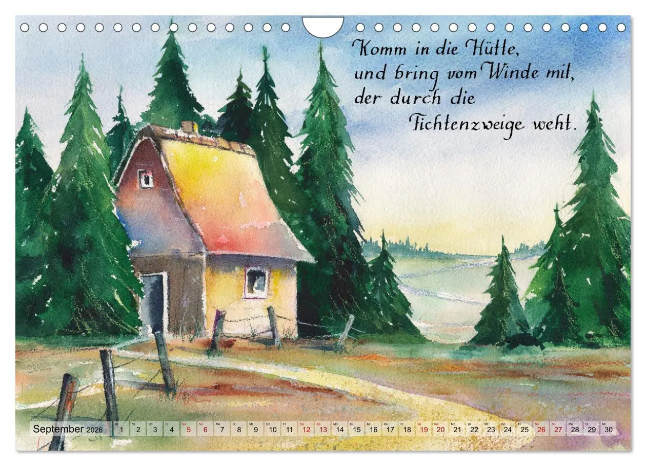 Bild: 9783457658185 | Aquarelle und Haiku von Basho (Wandkalender 2026 DIN A4 quer),...