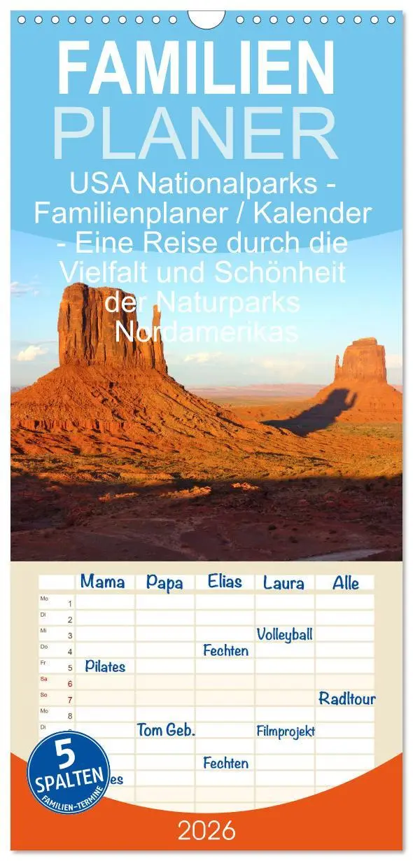 Cover: 9783516508185 | Familienplaner 2026 - USA Nationalparks - Familienplaner / Kalender...
