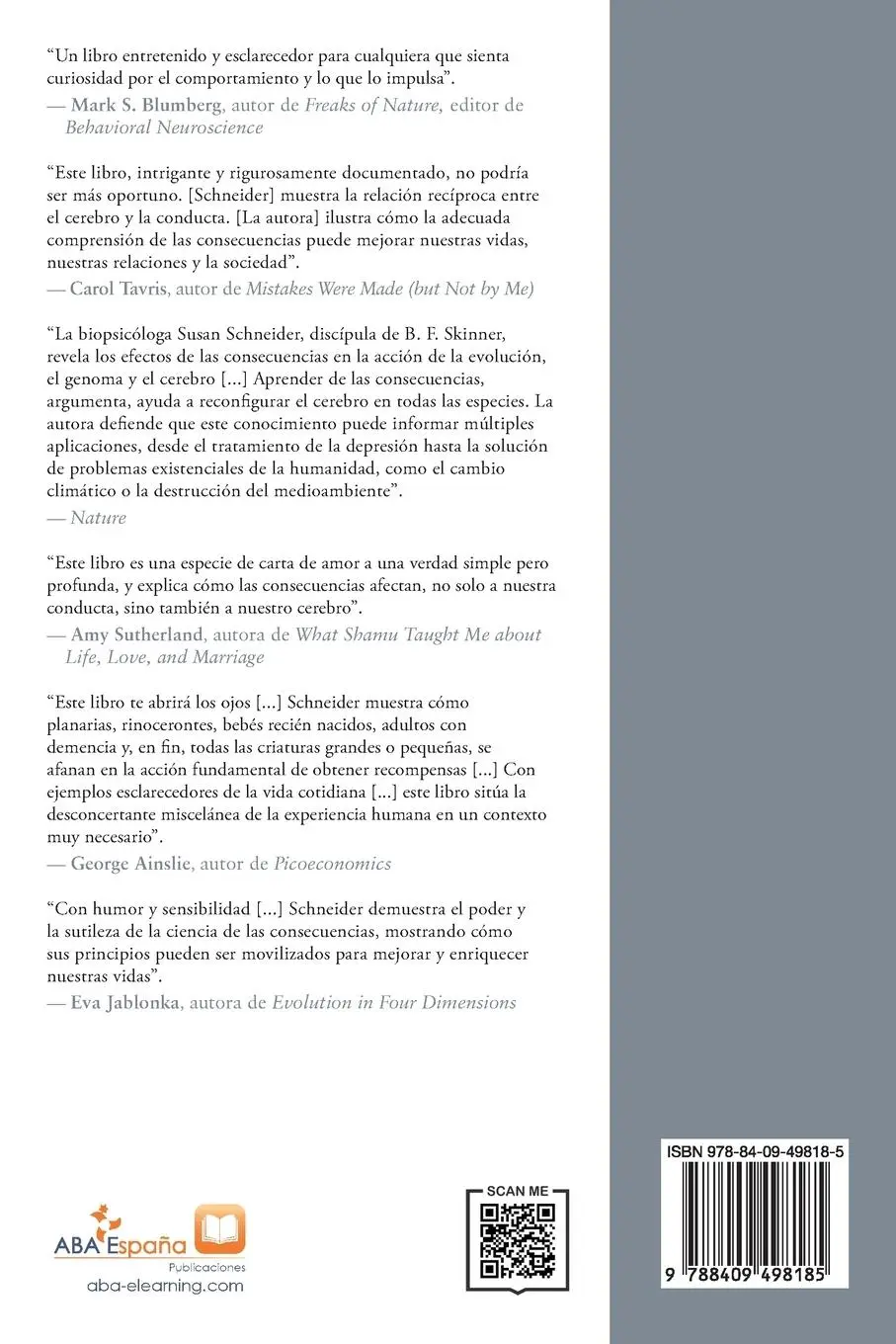 Rückseite: 9788409498185 | La Ciencia de las Consecuencias | Susan Schneider | Taschenbuch | 2023