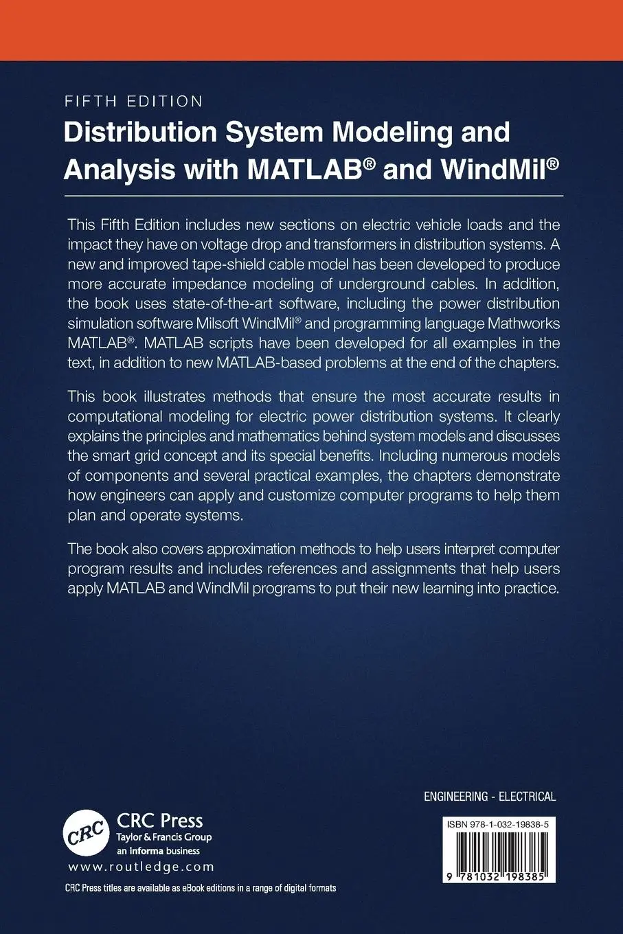 Rückseite: 9781032198385 | Distribution System Modeling and Analysis with MATLAB® and WindMil®