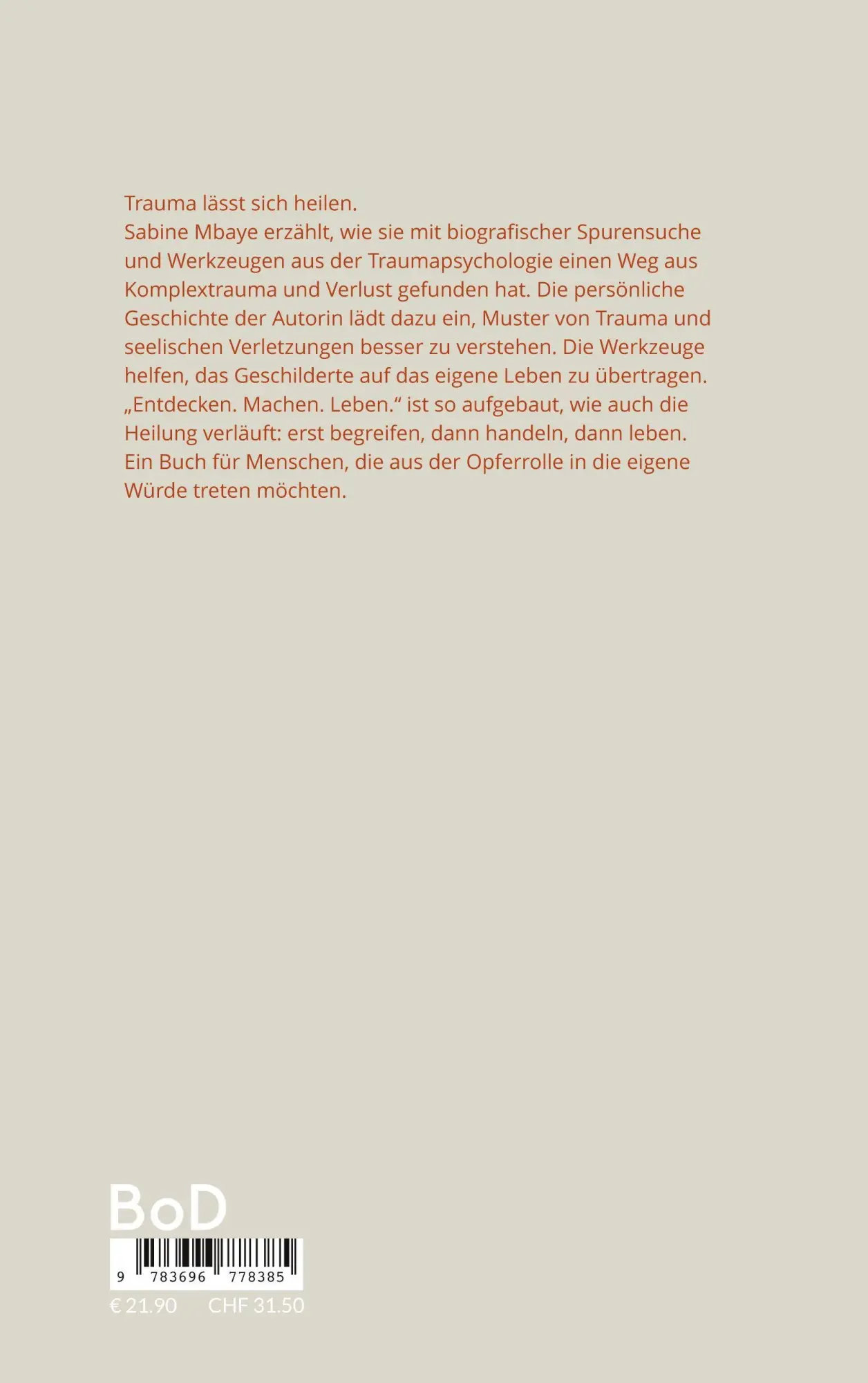 Rückseite: 9783696778385 | Entdecken. Machen. Leben. | Sabine Mbaye | Taschenbuch | 268 S. | 2026