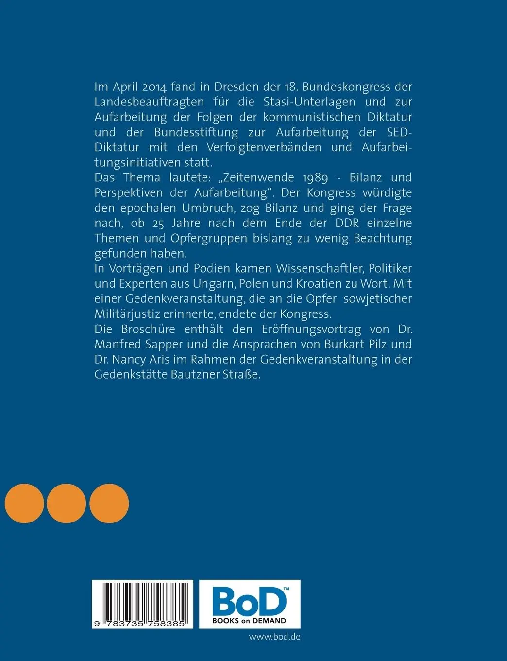 Rückseite: 9783735758385 | Zeitenwende 1989 - Bilanz und Perspektiven der Aufarbeitung | Buch
