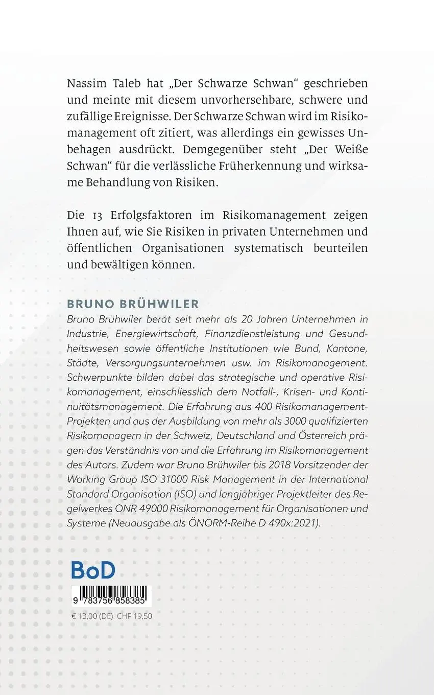 Rückseite: 9783756858385 | Der Weiße Schwan | Bruno Brühwiler | Taschenbuch | Paperback | 82 S.