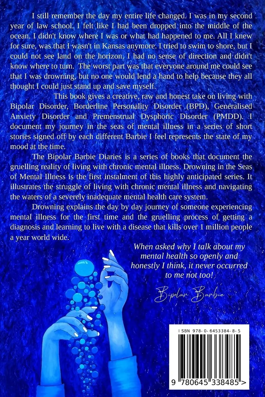 Rückseite: 9780645338485 | Drowning in the Seas of Mental illness | Bipolar Barbie | Taschenbuch