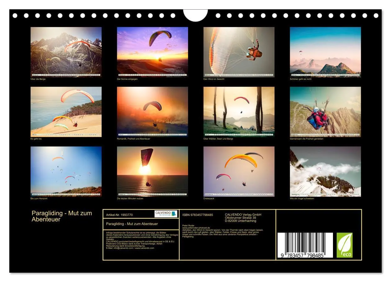 Bild: 9783457798485 | Paragliding - Mut zum Abenteuer (Wandkalender 2026 DIN A4 quer),...
