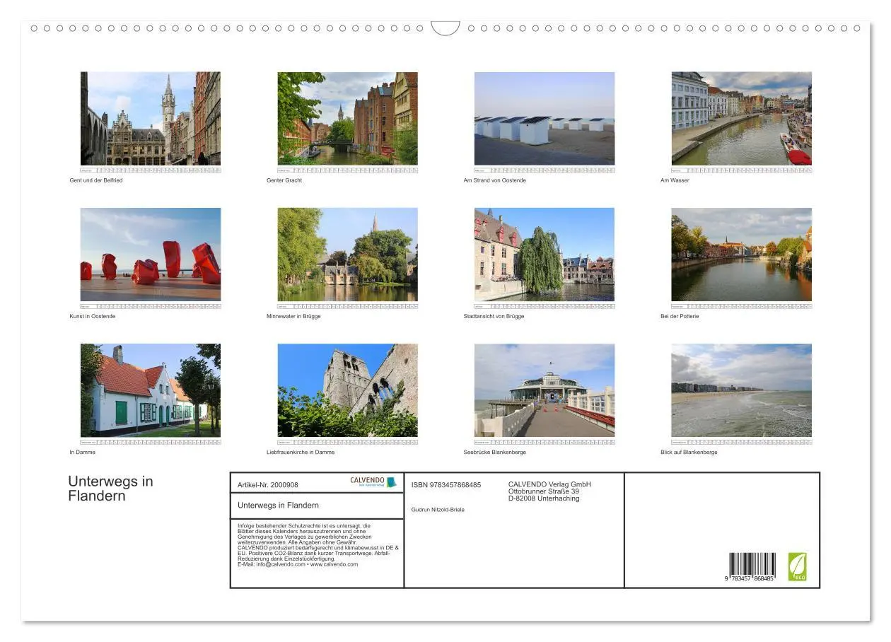 Bild: 9783457868485 | Unterwegs in Flandern (Wandkalender 2026 DIN A2 quer), CALVENDO...