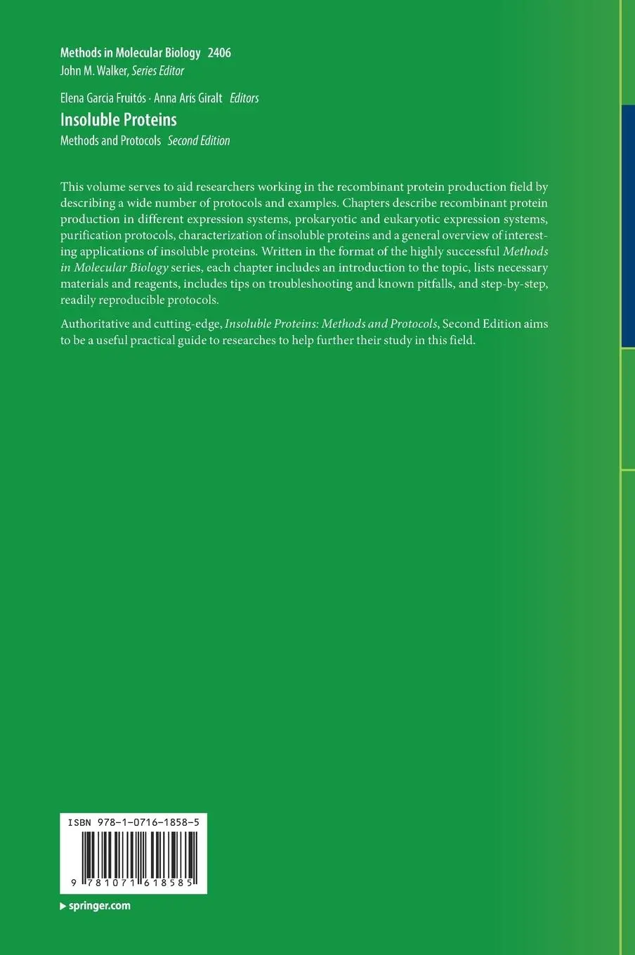 Rückseite: 9781071618585 | Insoluble Proteins | Methods and Protocols | Anna Arís Giralt (u. a.)
