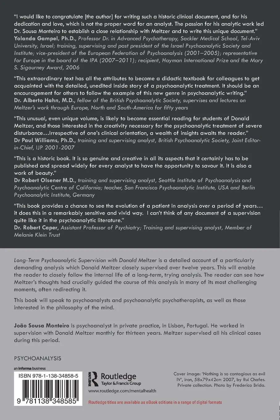 Rückseite: 9781138348585 | Long-Term Psychoanalytic Supervision with Donald Meltzer | Monteiro