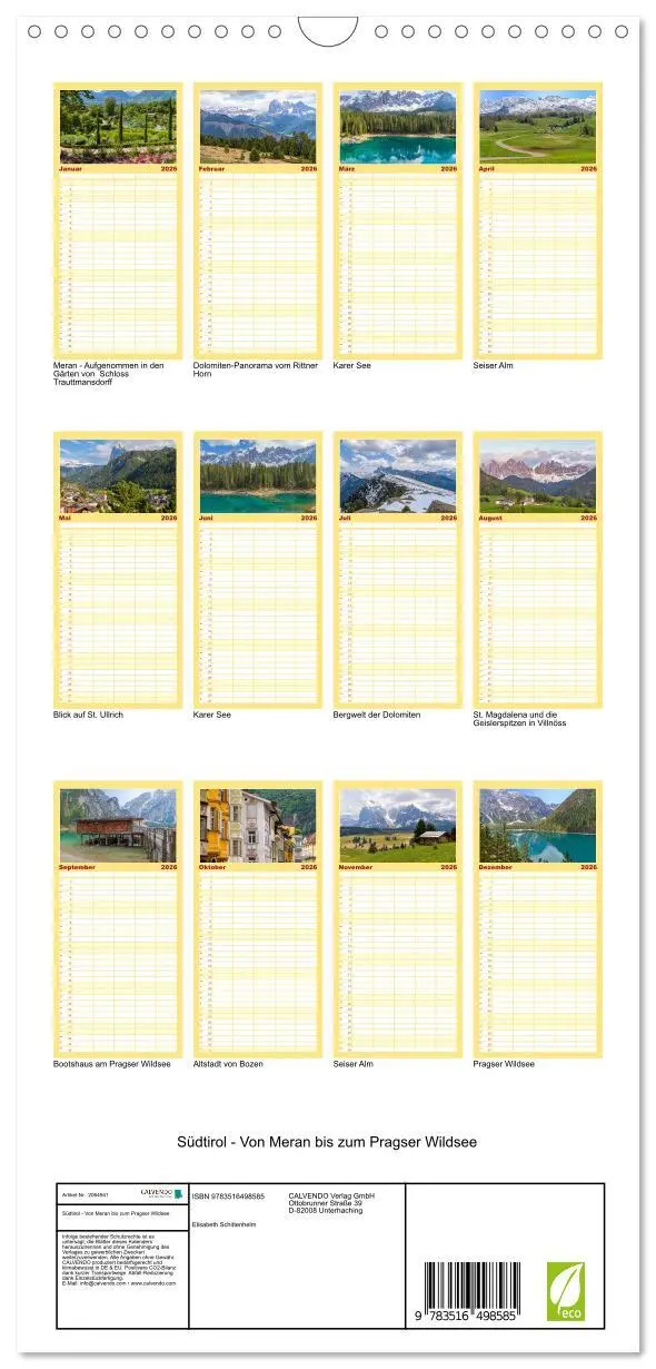Bild: 9783516498585 | Familienplaner 2026 - Südtirol - Von Meran bis zum Pragser Wildsee...