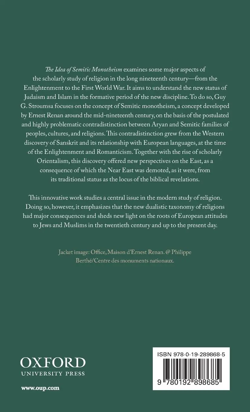 Rückseite: 9780192898685 | Idea of Semitic Monotheism C | Stroumsa | Buch | Gebunden | Englisch