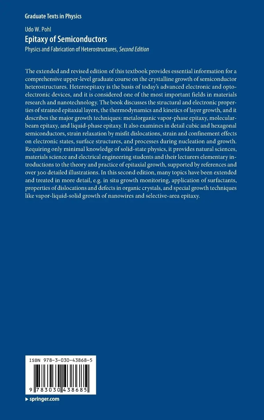 Rückseite: 9783030438685 | Epitaxy of Semiconductors | Udo W. Pohl | Buch | xx | Englisch | 2020