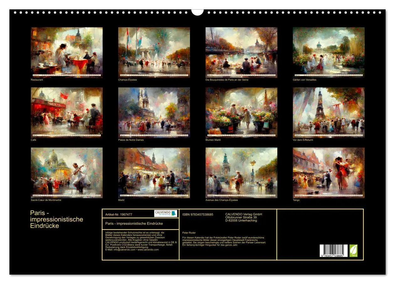 Bild: 9783457538685 | Paris - impressionistische Eindrücke (Wandkalender 2026 DIN A2...