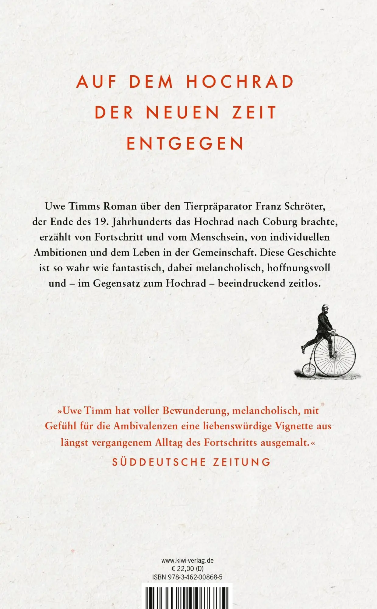 Rückseite: 9783462008685 | Der Mann auf dem Hochrad | Roman | Uwe Timm | Buch | 256 S. | Deutsch