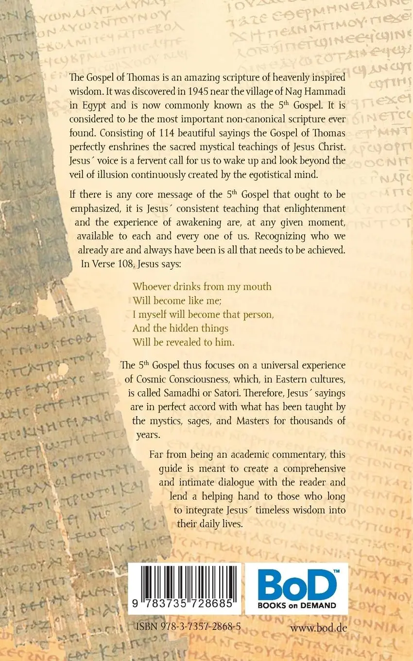 Rückseite: 9783735728685 | The Gospel of Thomas | A Guide to Awakening | Kundan | Taschenbuch