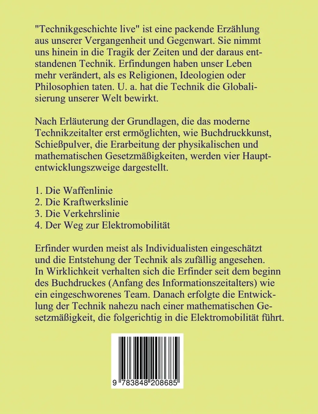 Rückseite: 9783848208685 | Vom Schießpulver zur Elektromobilität | Technikgeschichte live | Buch