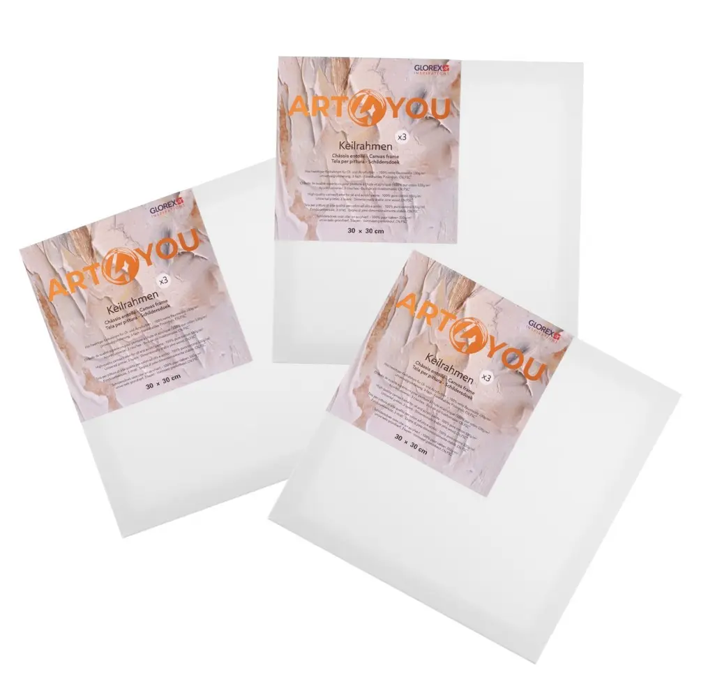 Keilrahmen-Set 3St. 1,7cm 30x30cm, 330g/m2 FSC Pinie