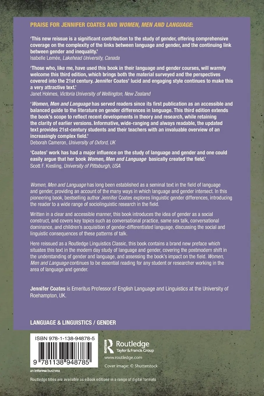 Rückseite: 9781138948785 | Women, Men and Language | Jennifer Coates | Taschenbuch | Englisch