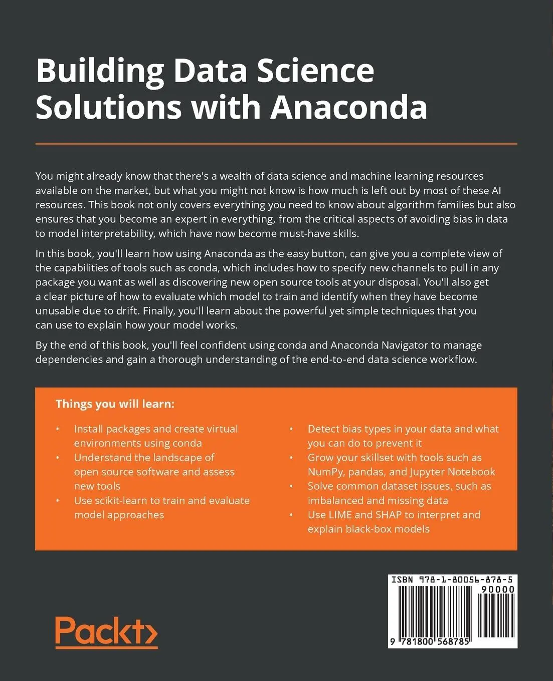 Rückseite: 9781800568785 | Building Data Science Solutions with Anaconda | Dan Meador | Buch