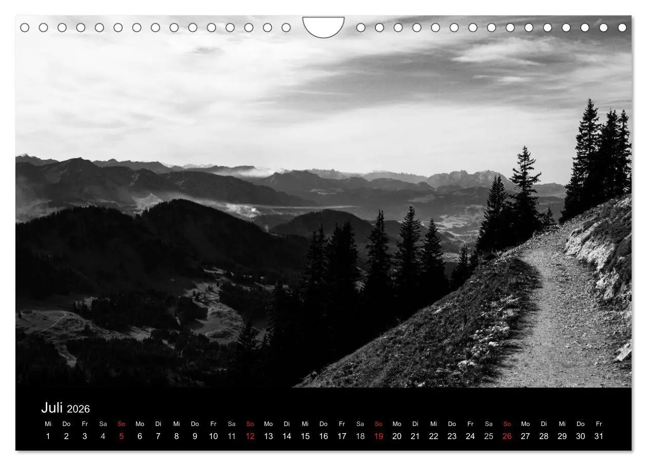 Bild: 9783516098785 | BERGE IN SCHWARZ WEISS (Wandkalender 2026 DIN A4 quer), CALVENDO...