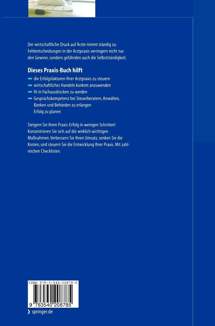 Rückseite: 9783540208785 | Betriebswirtschaftliche Praxisführung für Ärzte | Helmut Börkircher