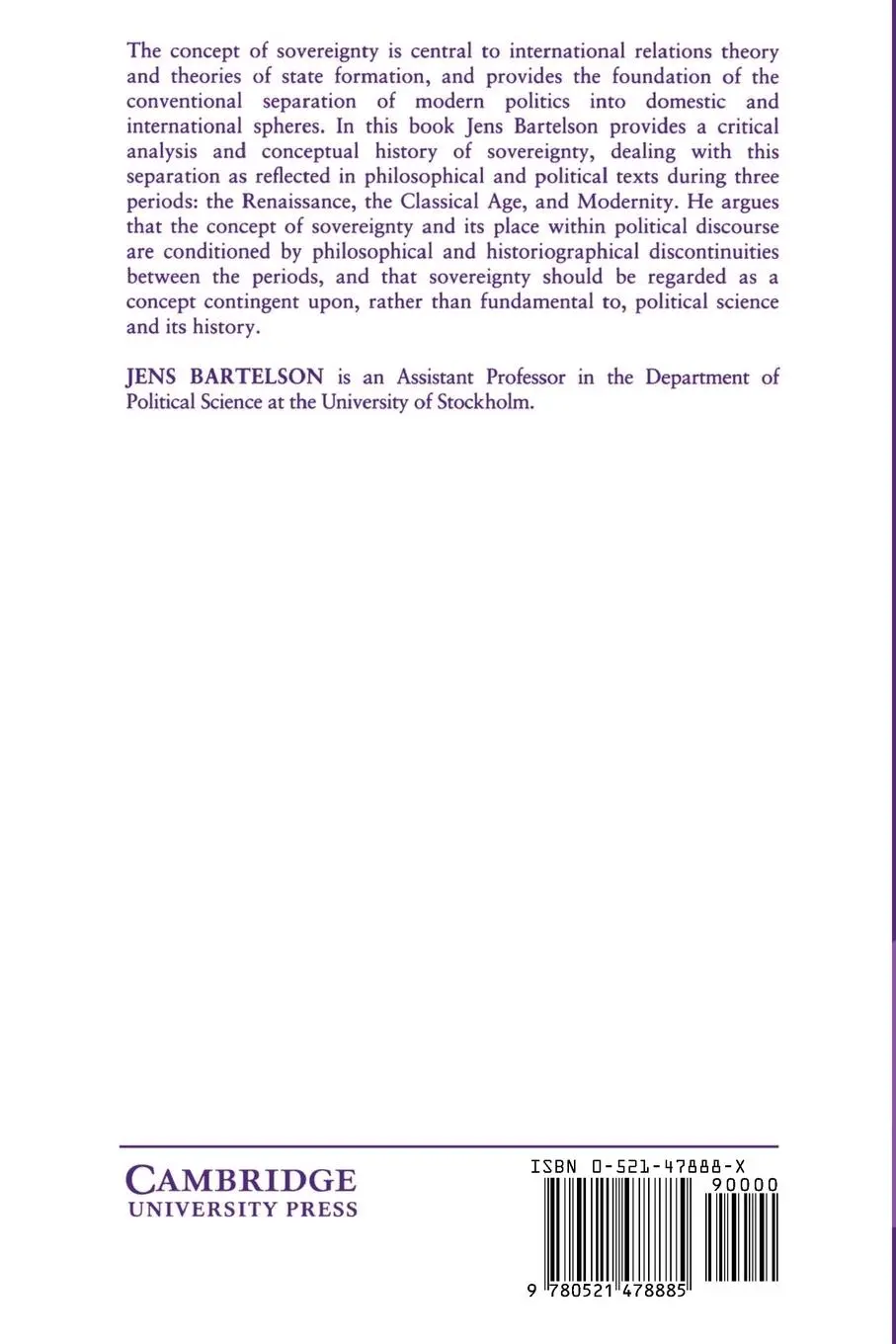 Rückseite: 9780521478885 | A Genealogy of Sovereignty | Jens Bartelson | Taschenbuch | Englisch