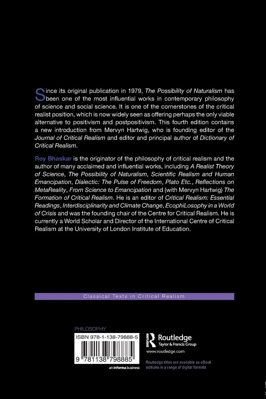 Rückseite: 9781138798885 | The Possibility of Naturalism | Roy Bhaskar | Taschenbuch | Englisch