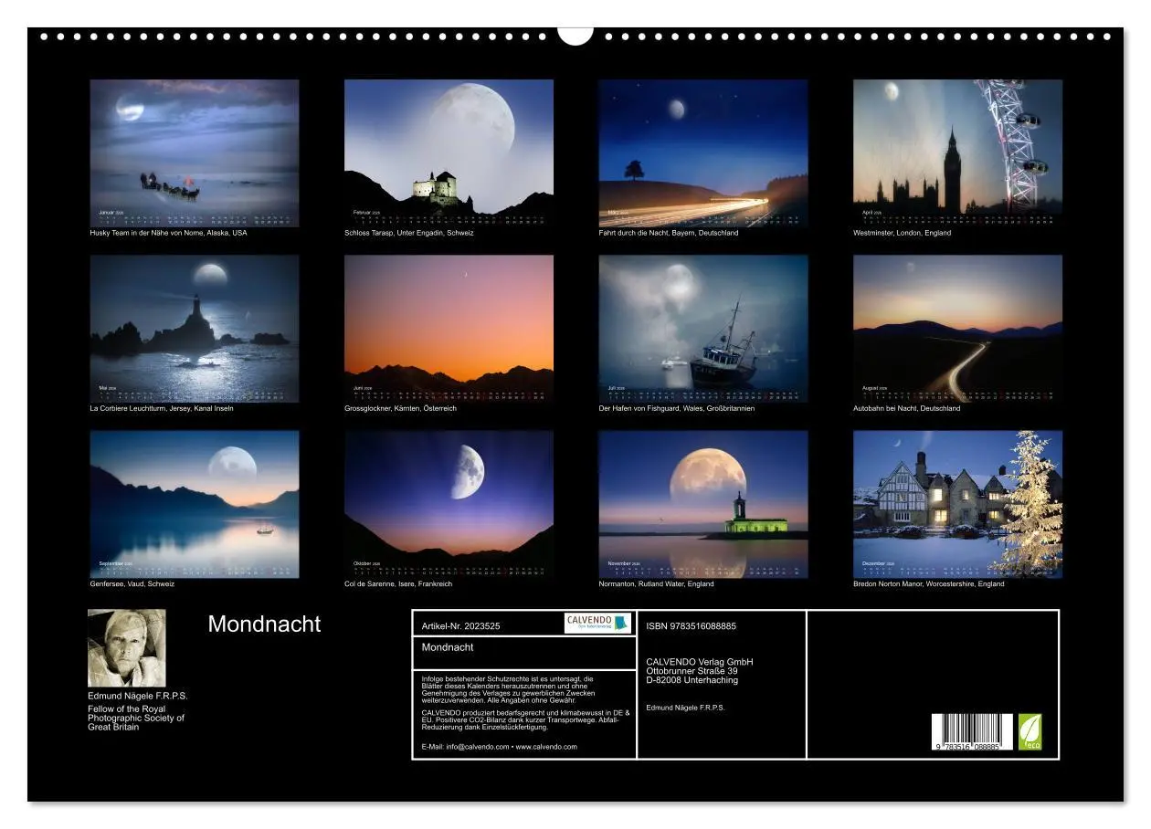 Bild: 9783516088885 | Mondnacht (Wandkalender 2026 DIN A2 quer), CALVENDO Monatskalender
