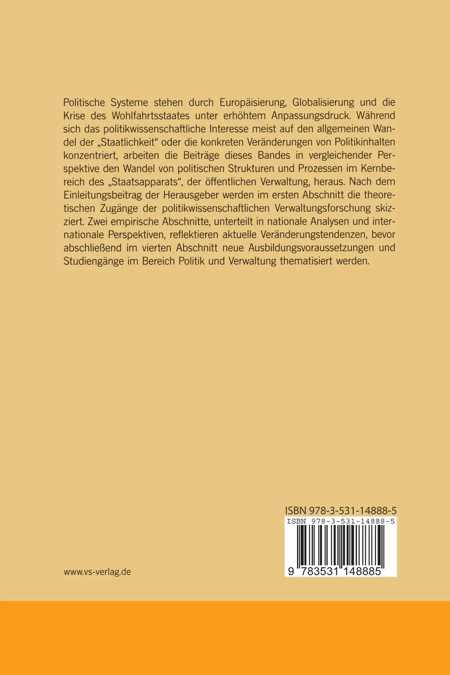 Rückseite: 9783531148885 | Politik und Verwaltung | Jörg Bogumil (u. a.) | Taschenbuch | vii