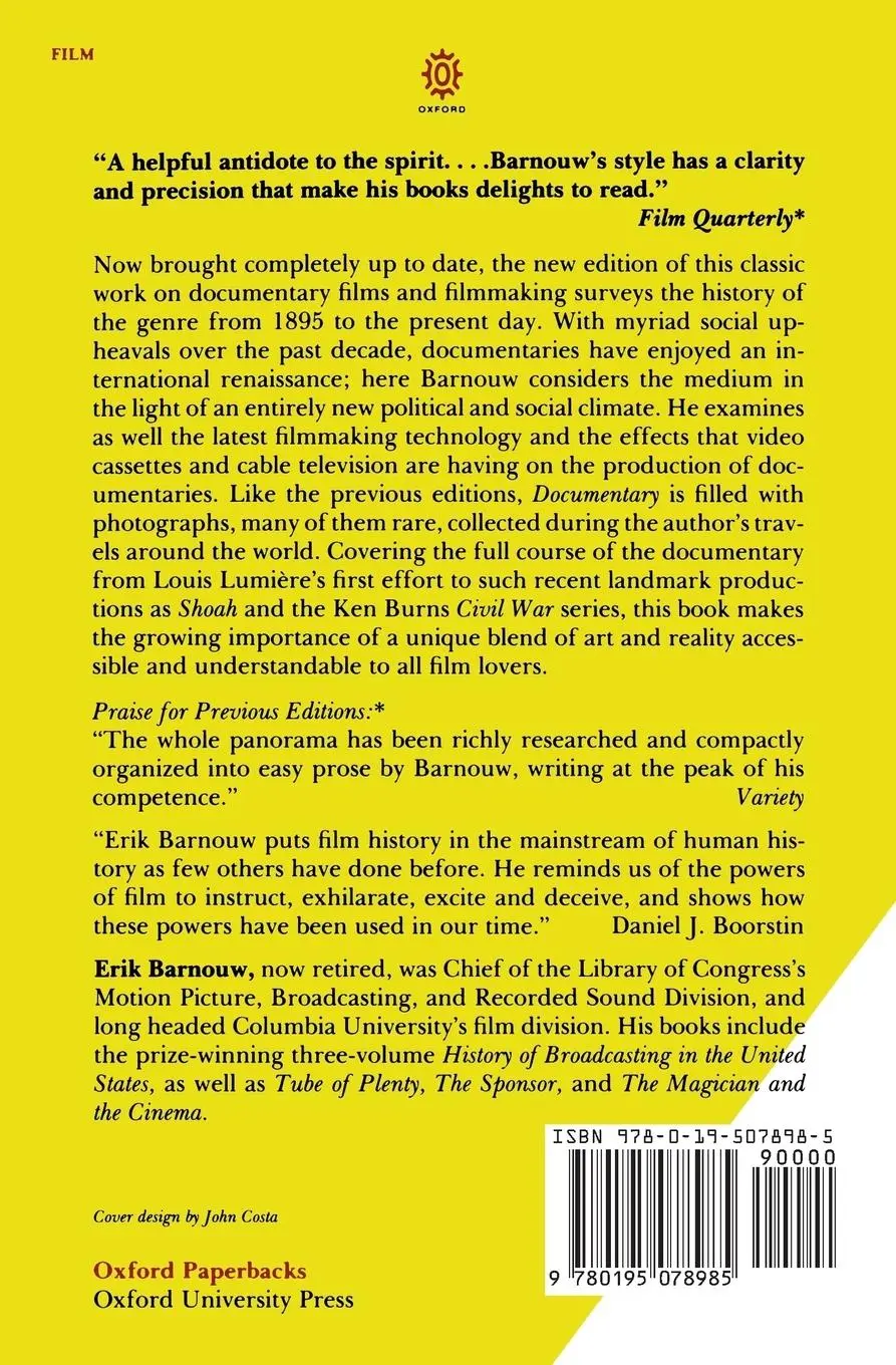 Rückseite: 9780195078985 | Documentary | A History of the Non-Fiction Film | Erik Barnouw | Buch