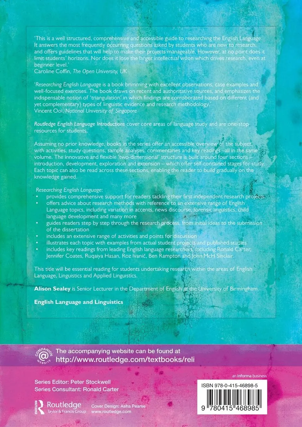 Rückseite: 9780415468985 | Researching English Language | A Resource Book for Students | Sealey