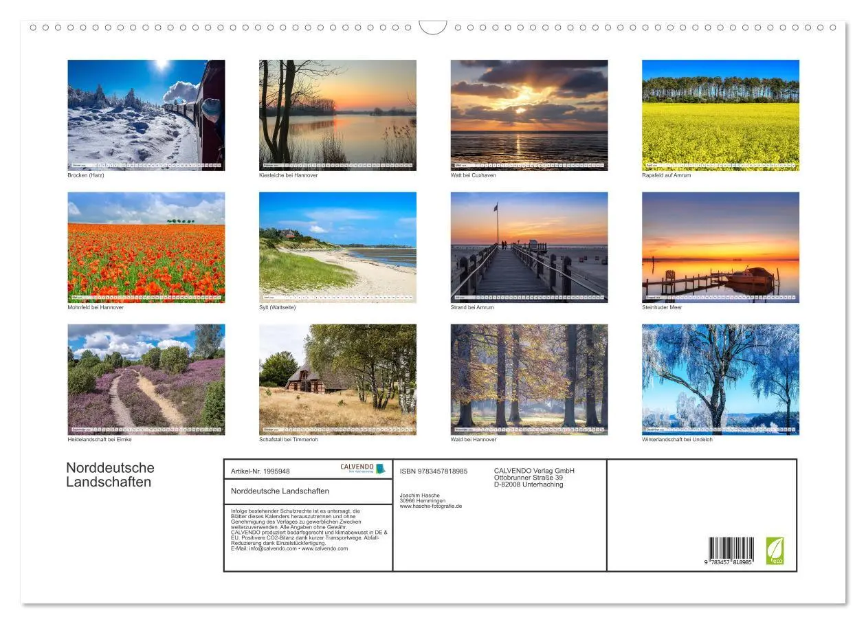 Bild: 9783457818985 | Norddeutsche Landschaften (Wandkalender 2026 DIN A2 quer), CALVENDO...