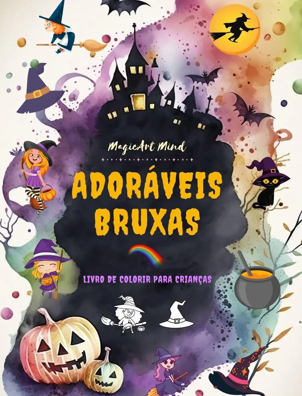 Adoráveis bruxas | Livro de colorir para crianças | Cenas criativas e divertidas do mundo de fantasia da bruxaria